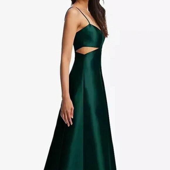 Alfred Sung Evergreen Cutout Satin Gown D840 - Picture 3 of 6